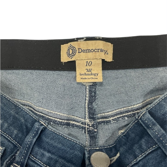 Democracy Blue Straight Leg Jeans with Distressed Details - Picture 2 of 3